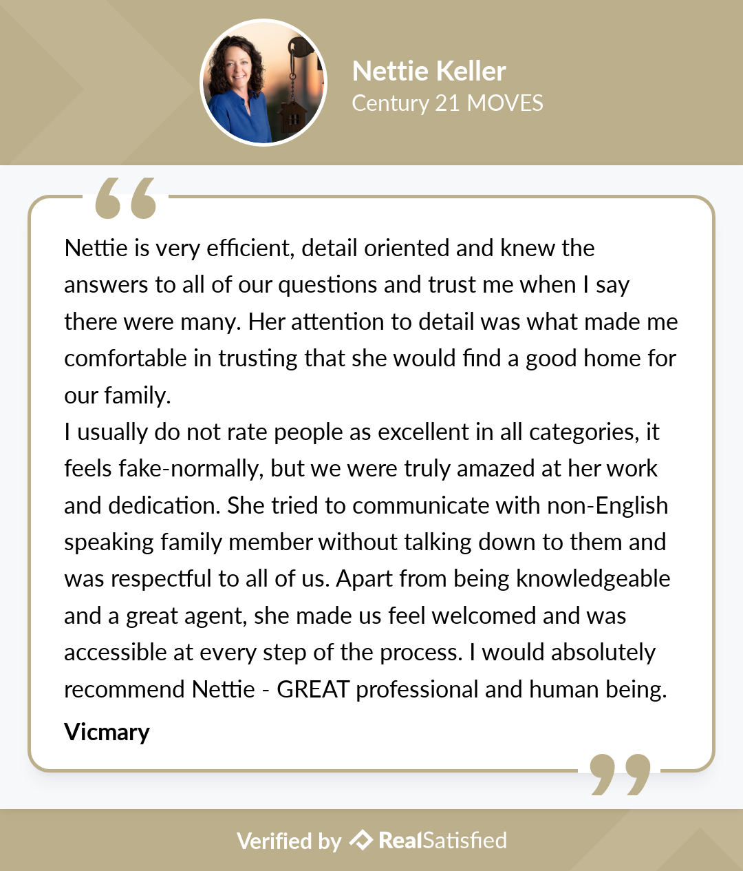 Testimonial Tuesday for Nettie Keller C21 Moves